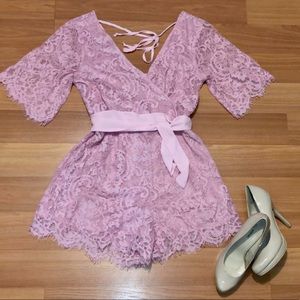 Pink lace romper